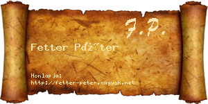 Fetter Péter névjegykártya